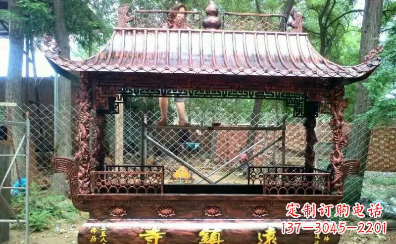 威海方形寺庙香炉铜雕塑