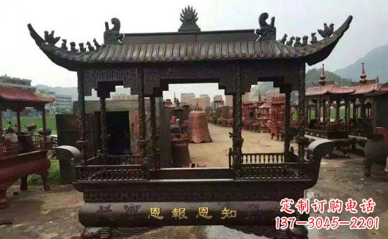威海精美方形寺庙铜香炉雕塑