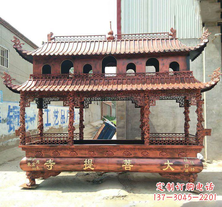 威海方形铜定制香炉雕塑