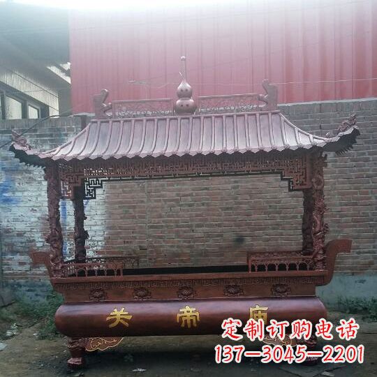 威海方形香炉铜雕塑,精美香炉雕塑