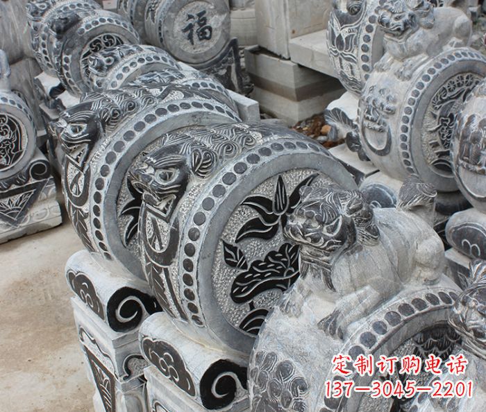 威海传统风格抱鼓石招财门墩雕塑