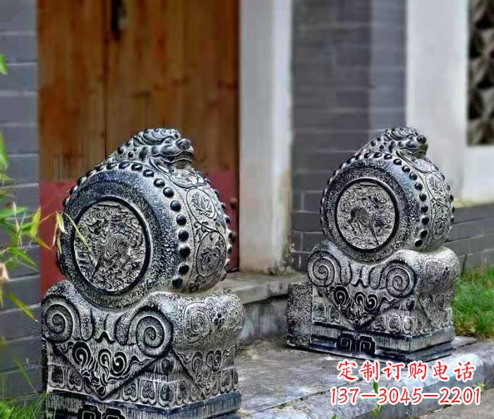 威海精美仿古抱鼓石门墩雕塑