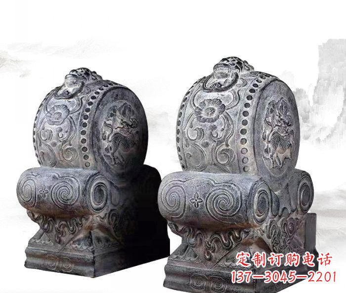 威海仿古抱鼓石门墩雕塑