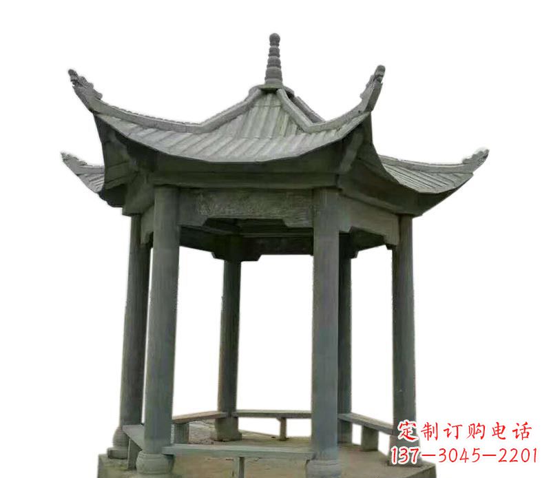 威海仿古六角凉亭石雕 (2)