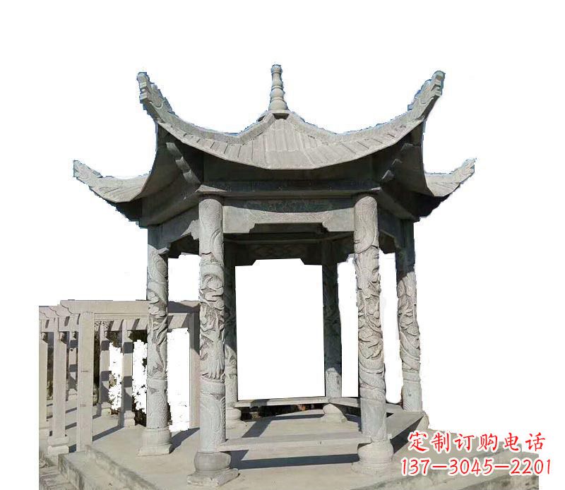 威海仿古六角凉亭石雕 (10)