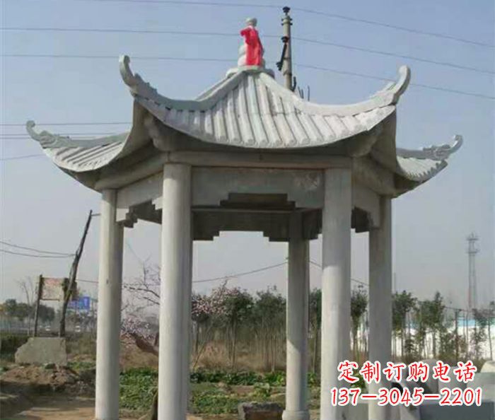 威海仿古六角凉亭石雕 (9)
