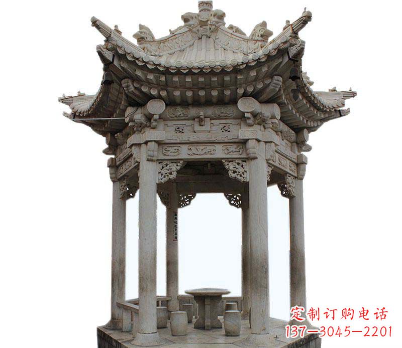 威海仿古六角凉亭石雕