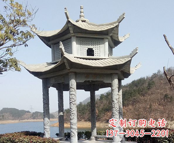 威海仿古六角双层凉亭石雕