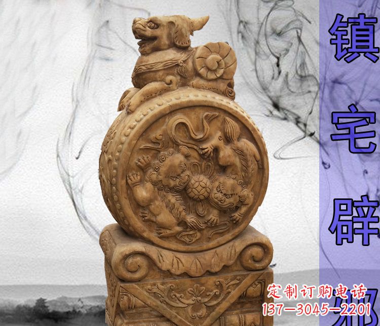威海仿古貔貅门墩镇宅辟邪石雕