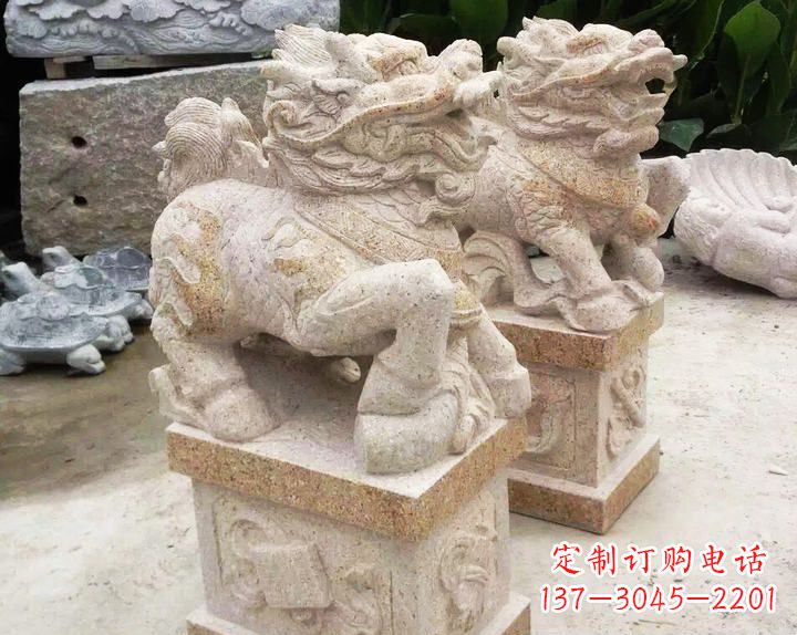 威海仿古麒麟门口镇宅石雕