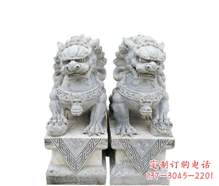 威海仿古瑞兽狮子石雕 (2)