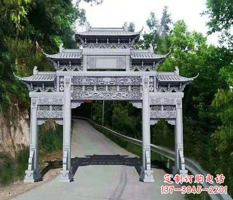 威海仿古三门牌坊石雕