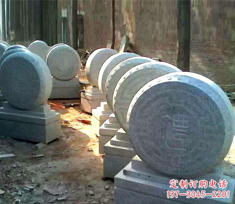 威海仿古石门墩招财抱鼓石石雕 (2)