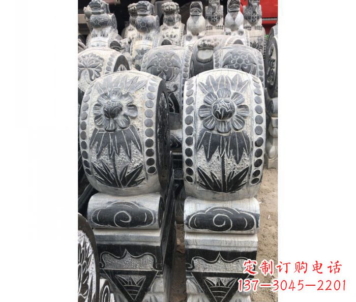 威海仿古石门墩镇宅抱鼓石雕塑