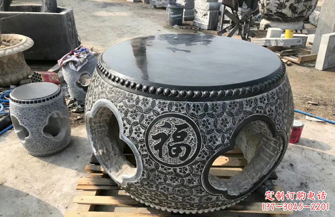 威海中领雕塑 | 精美仿古石桌凳雕塑