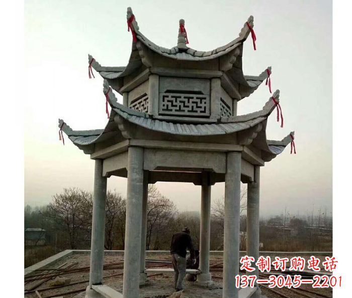 威海仿古双层石雕凉亭 (4)