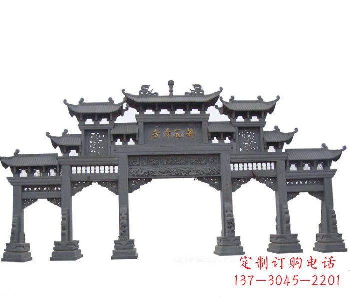 威海仿古五门牌坊石雕