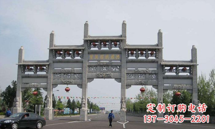 威海仿古五门石雕牌坊 (2)