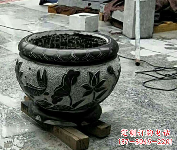 威海精美仿古招财水缸石雕