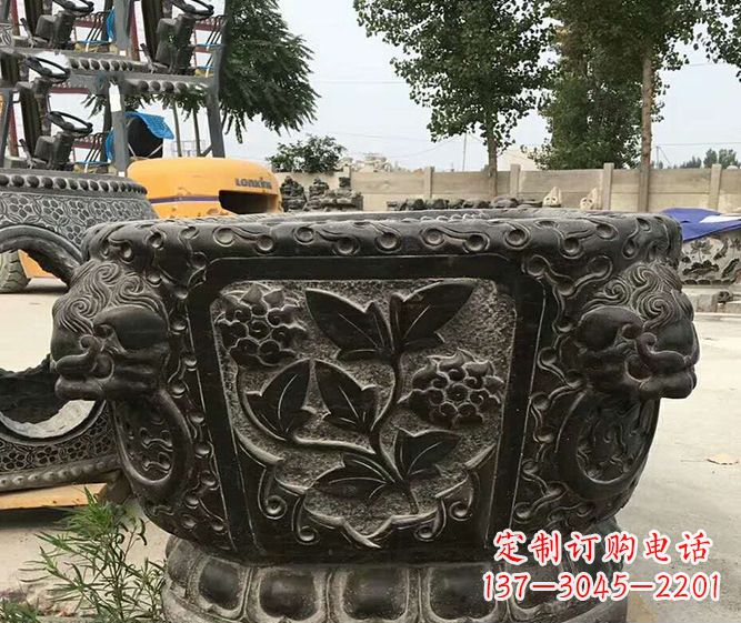 威海仿古招财石雕水缸