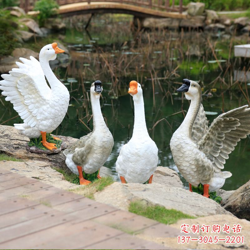 威海仿真大白鹅摆件花园庭院农场动物雕塑摆件