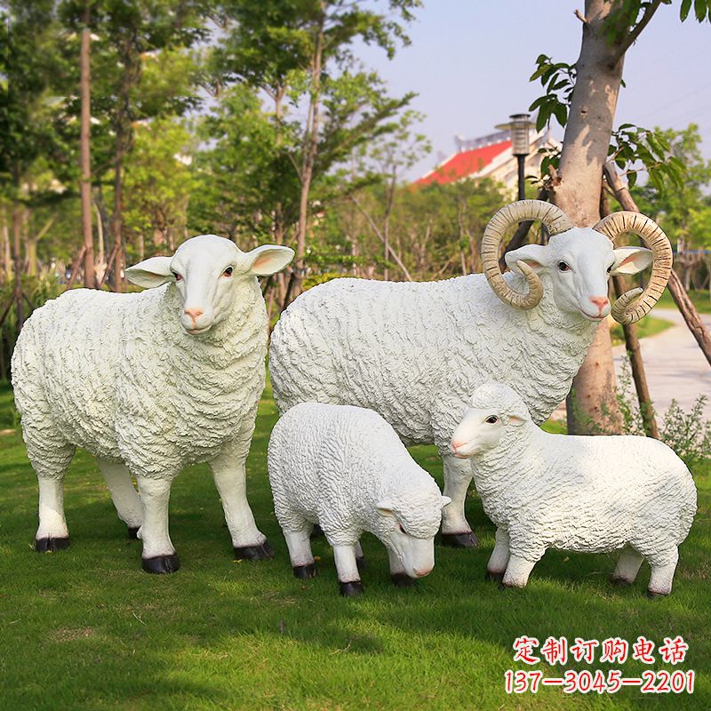 威海乡村绵羊雕塑 – 农家院庭院仿真动物摆件