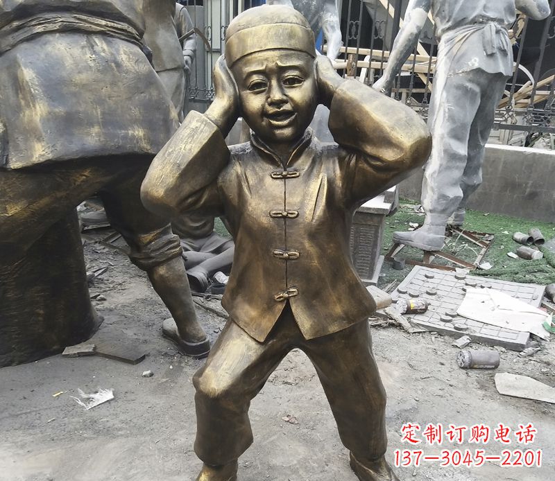 威海儿童放鞭炮铜雕