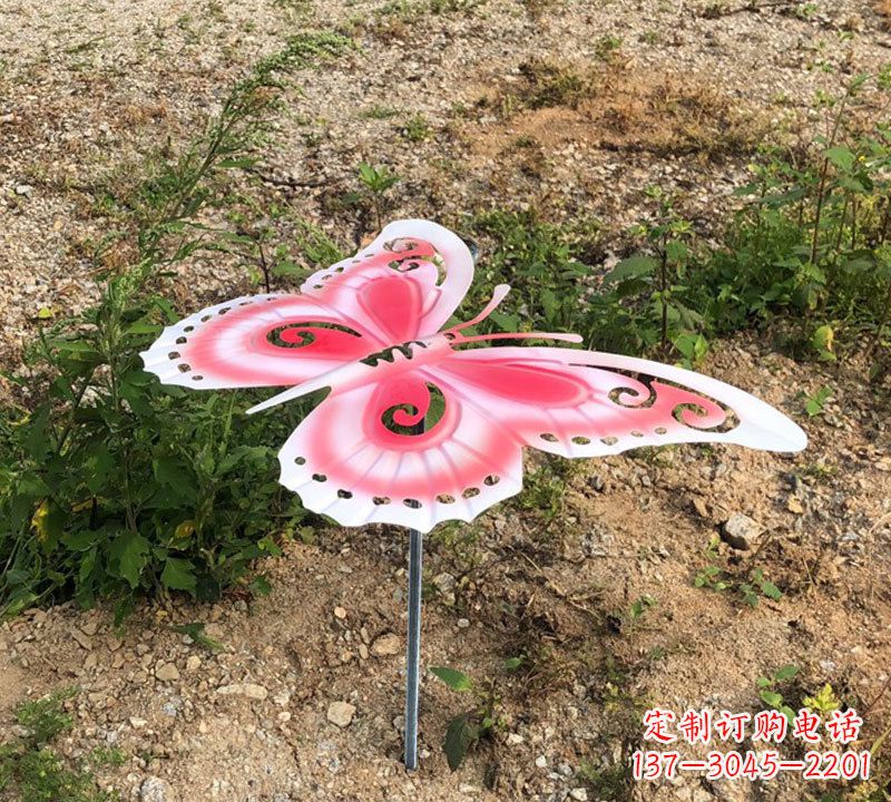 威海粉红色不锈钢蝴蝶雕塑