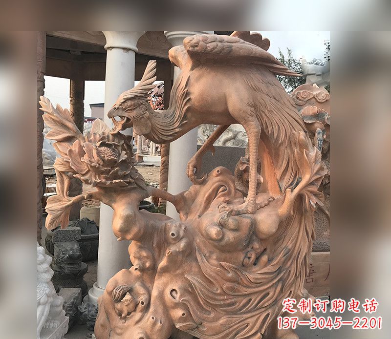 威海凤凰牡丹石雕