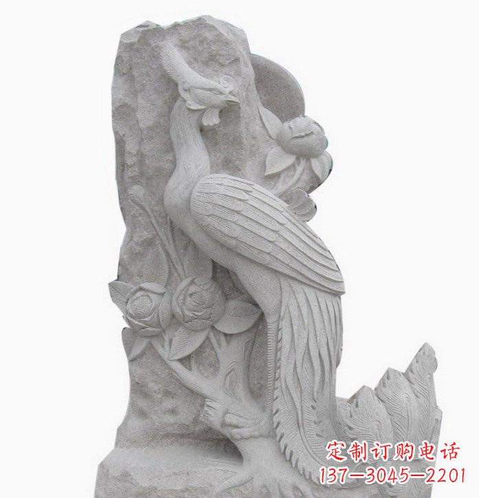 威海凤凰牡丹石雕222