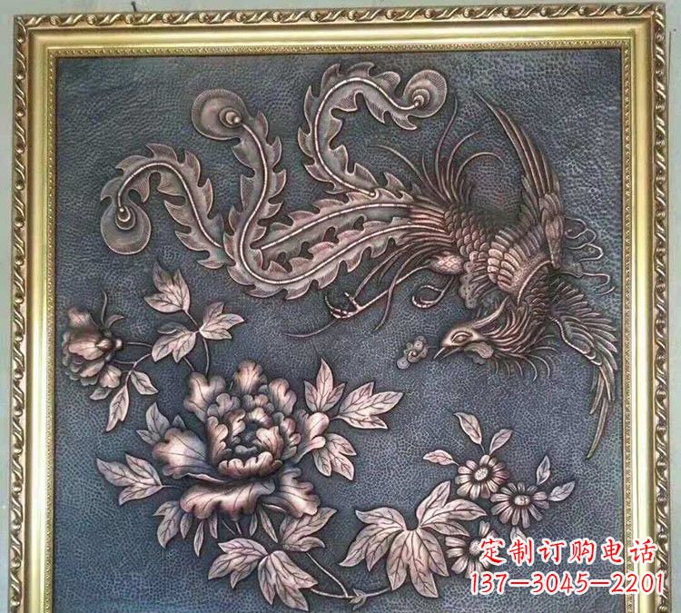 威海凤凰牡丹铜浮雕