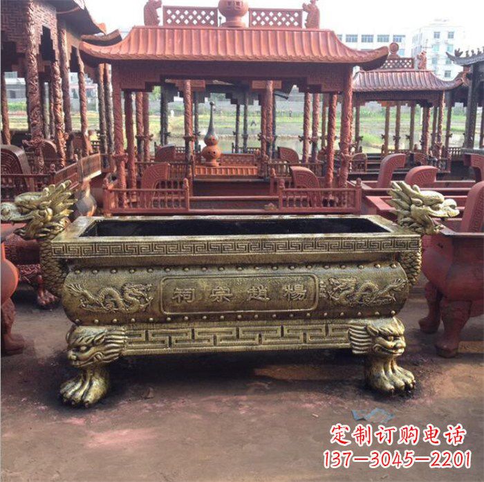 威海精美麒麟雕塑——浮雕铜香炉