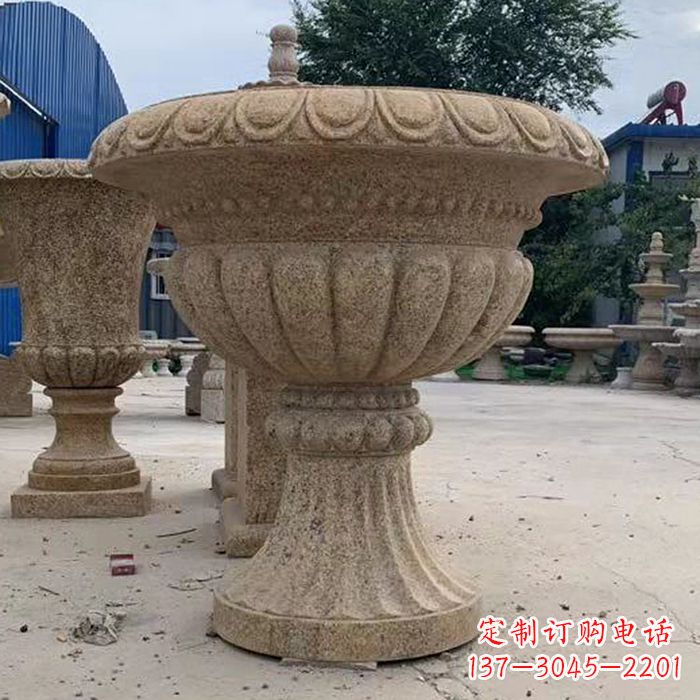 威海优雅高墩欧式石雕花盆