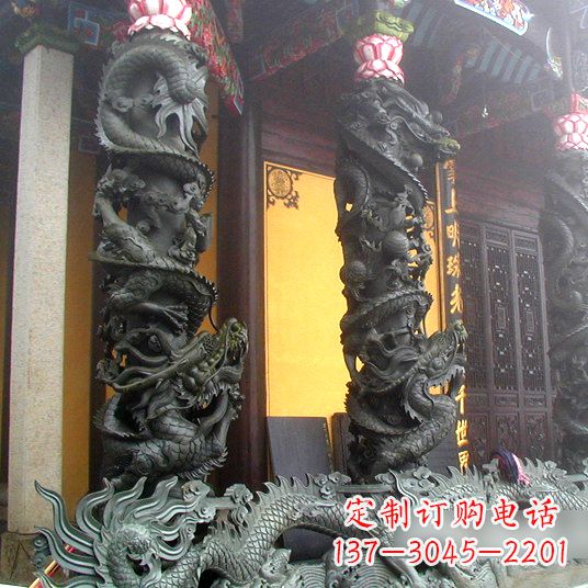 威海高浮雕龙柱铜雕塑