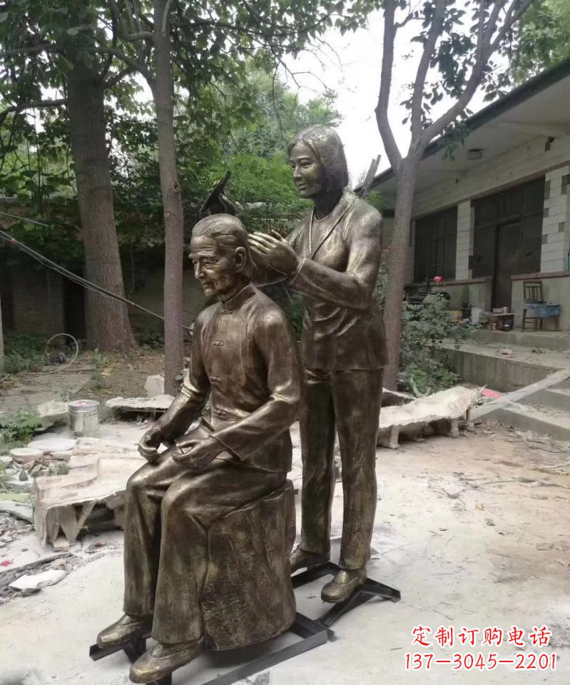 威海产品名称纪念母亲的梳头人物铜雕