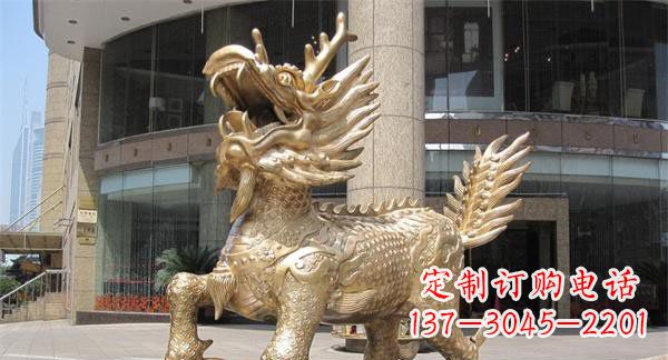 威海中领雕塑,定制精美麒麟神兽铜雕
