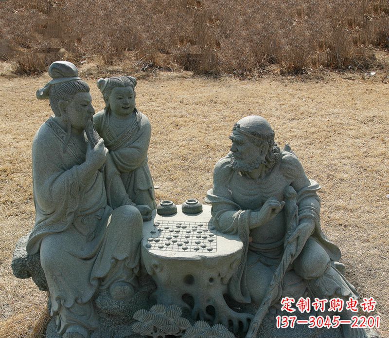 威海八仙下棋铜雕塑