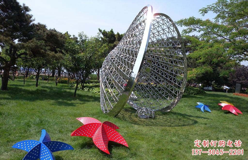 威海精美不锈钢贝壳海星景观雕塑