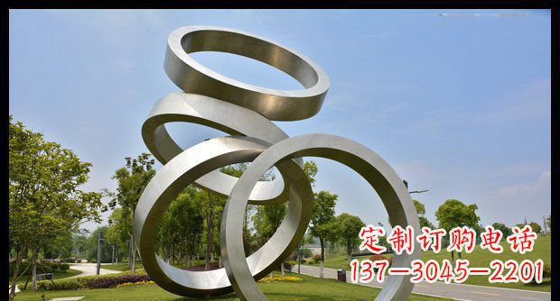 威海铭记匠心的不锈钢折叠圆环景观雕塑