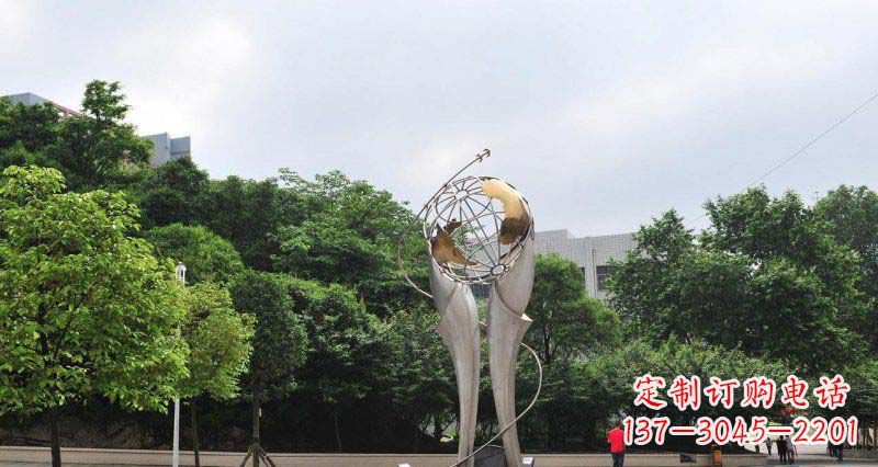 威海中领雕塑精致大气的不锈钢地球雕塑