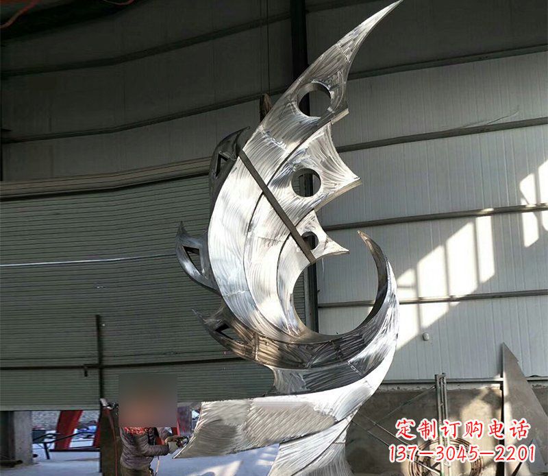 威海公园不锈钢抽象凤凰景观雕塑 (3)