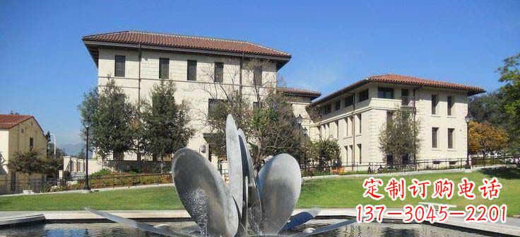 威海抽象花朵不锈钢喷泉雕塑