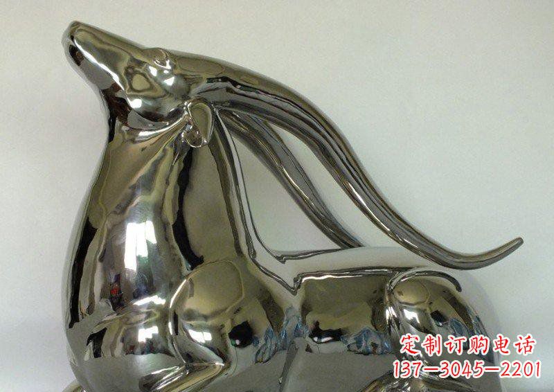 威海公园不锈钢抽象羚羊动物雕塑