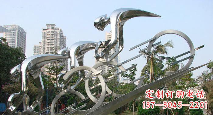 威海不锈钢自行车抽象雕塑