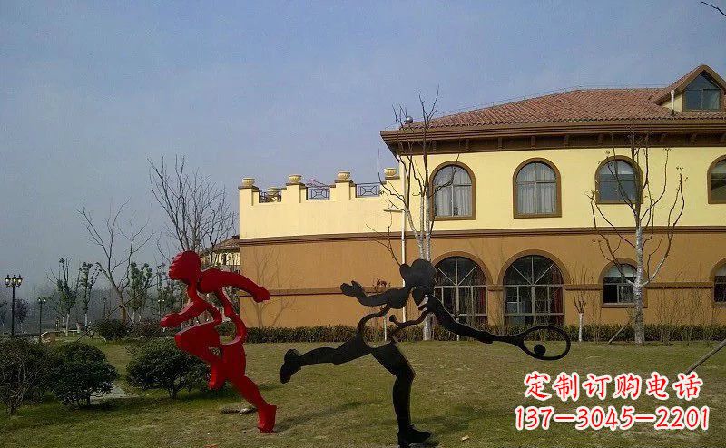 威海公园不锈钢抽象运动员人物雕塑