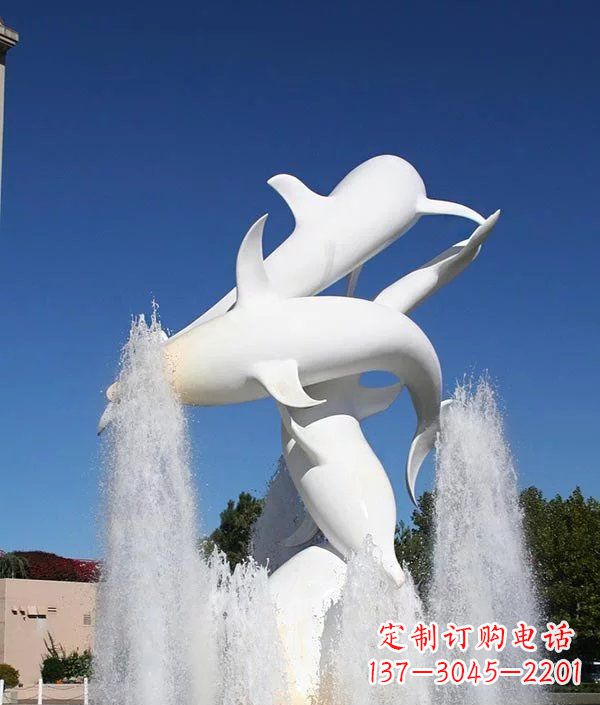 威海公园不锈钢动物海豚雕塑