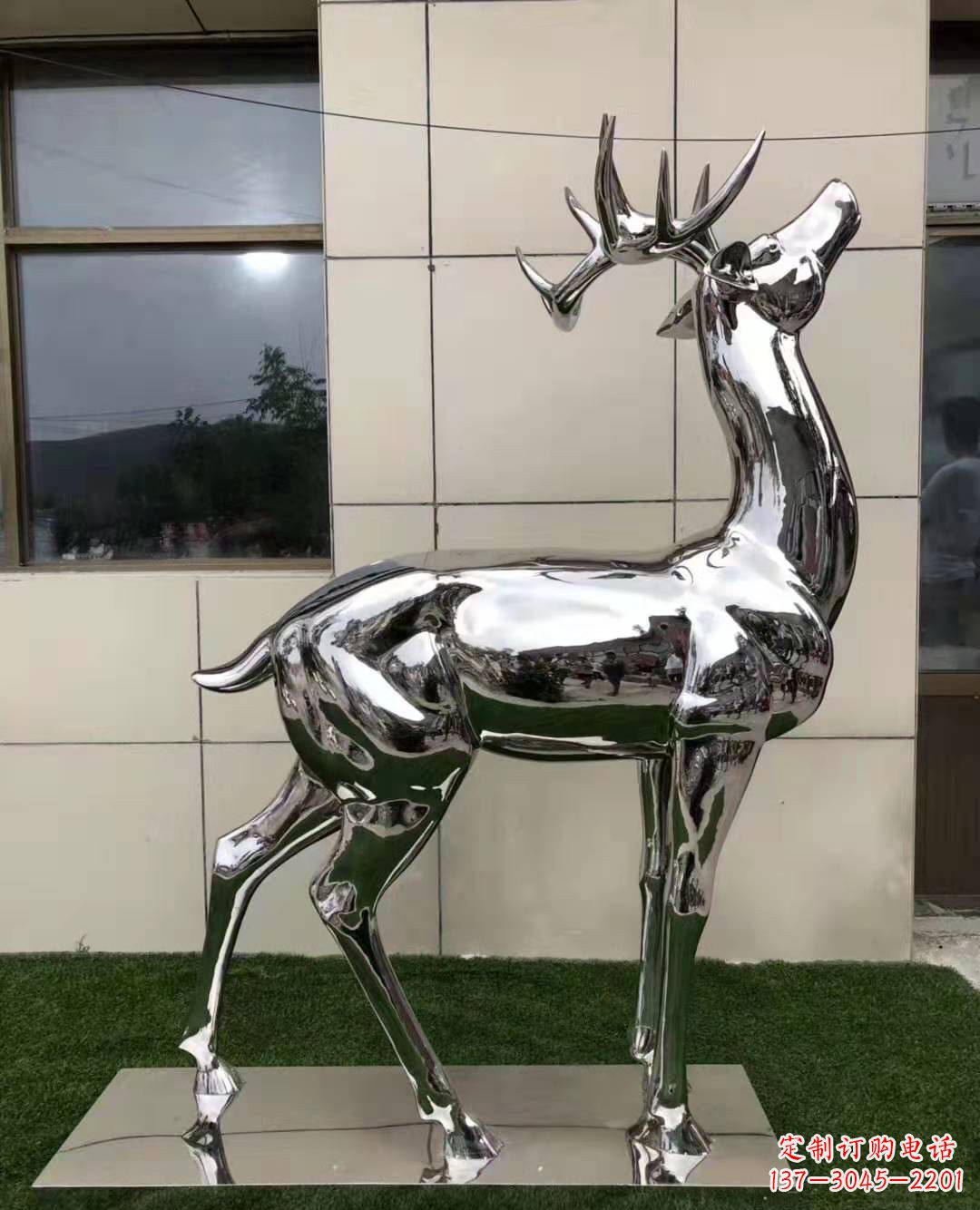 威海不锈钢艺术品精美梅花鹿雕塑