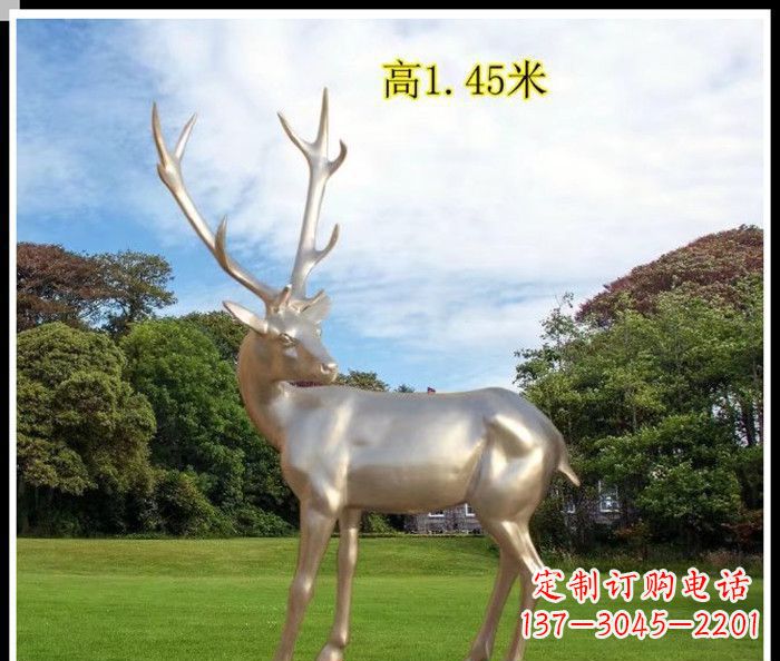 威海高端室外不锈钢巨型动物鹿雕塑