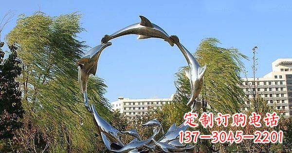 威海华丽精致的不锈钢海豚雕塑
