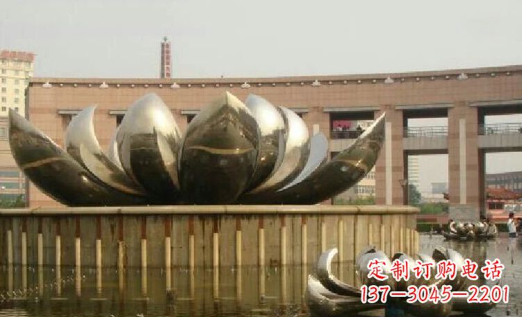 威海廊中领雕塑优质的不锈钢荷花雕塑